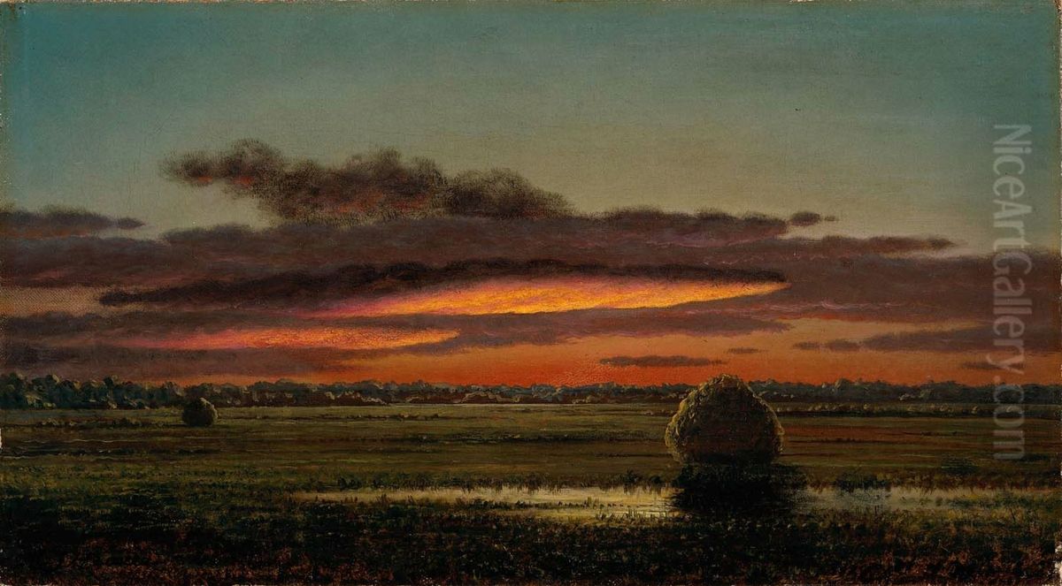 Sunset over the Marshes Oil Painting by Martin Johnson Heade