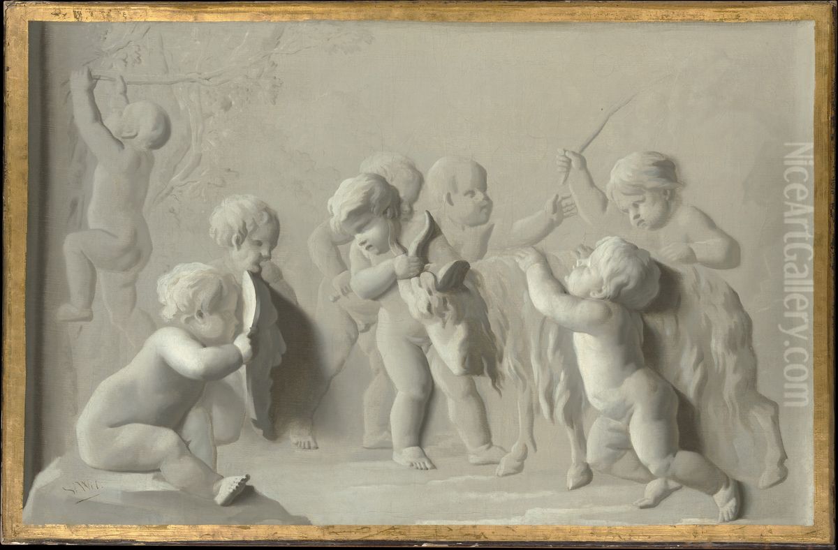 Children Playing with a Goat Oil Painting by Jacob de Wit