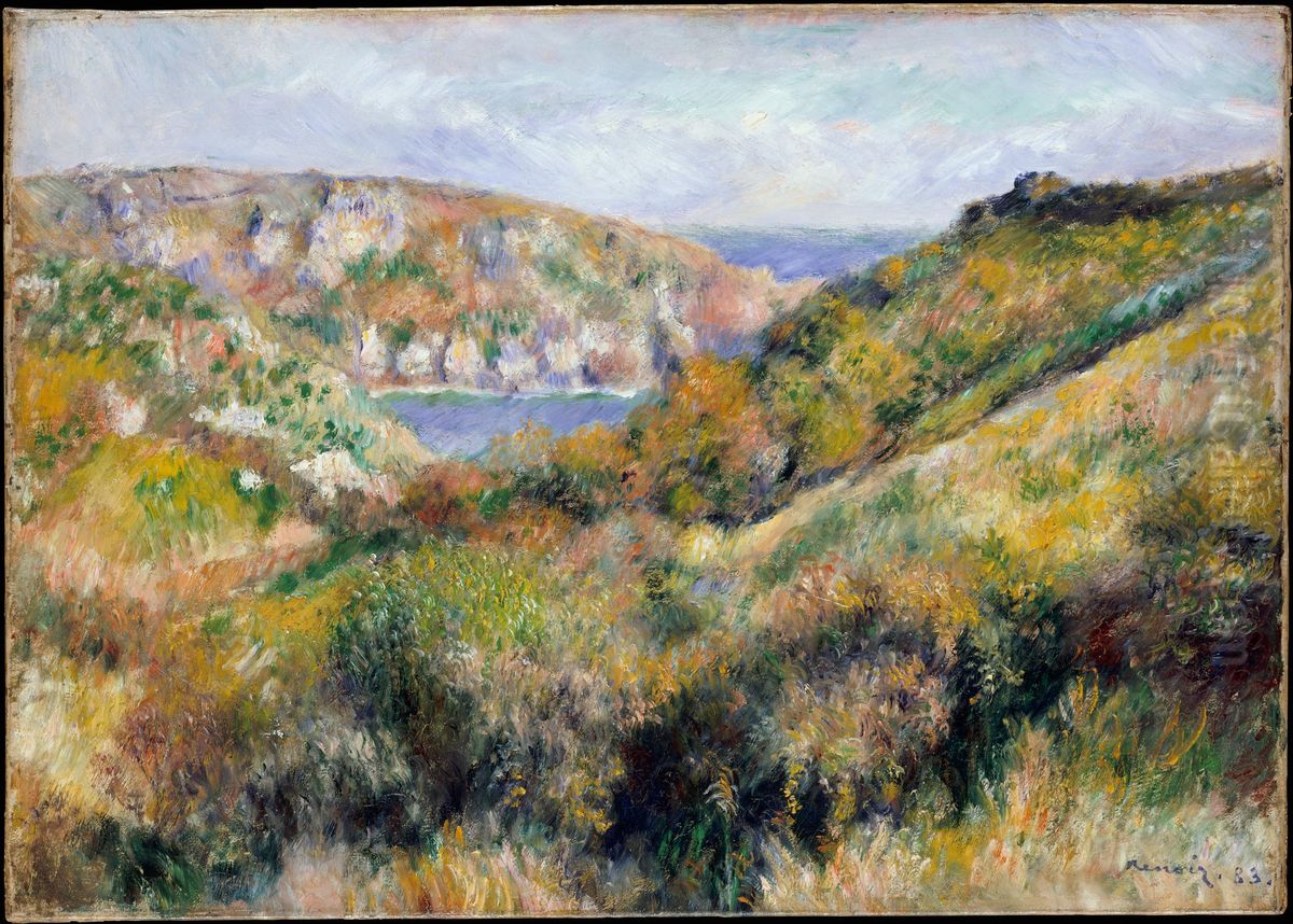 Hills around the Bay of Moulin Huet, Guernsey Oil Painting by Pierre Auguste Renoir