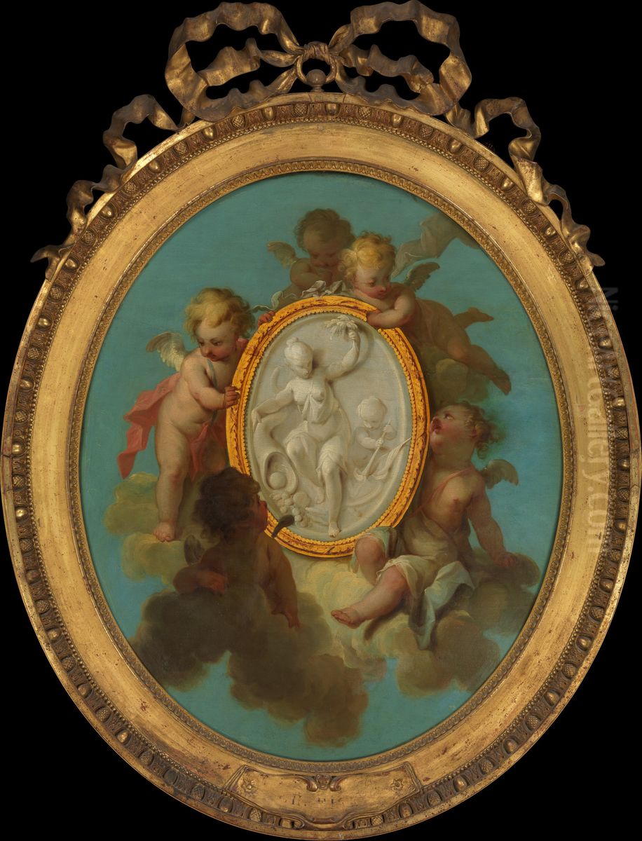 Putti with a Medallion Oil Painting by Eisen, Charles Joseph Dominique