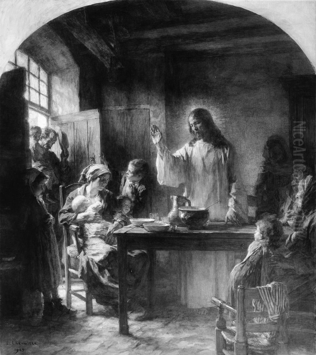 Among the Humble Oil Painting by Leon Augustin Lhermitte