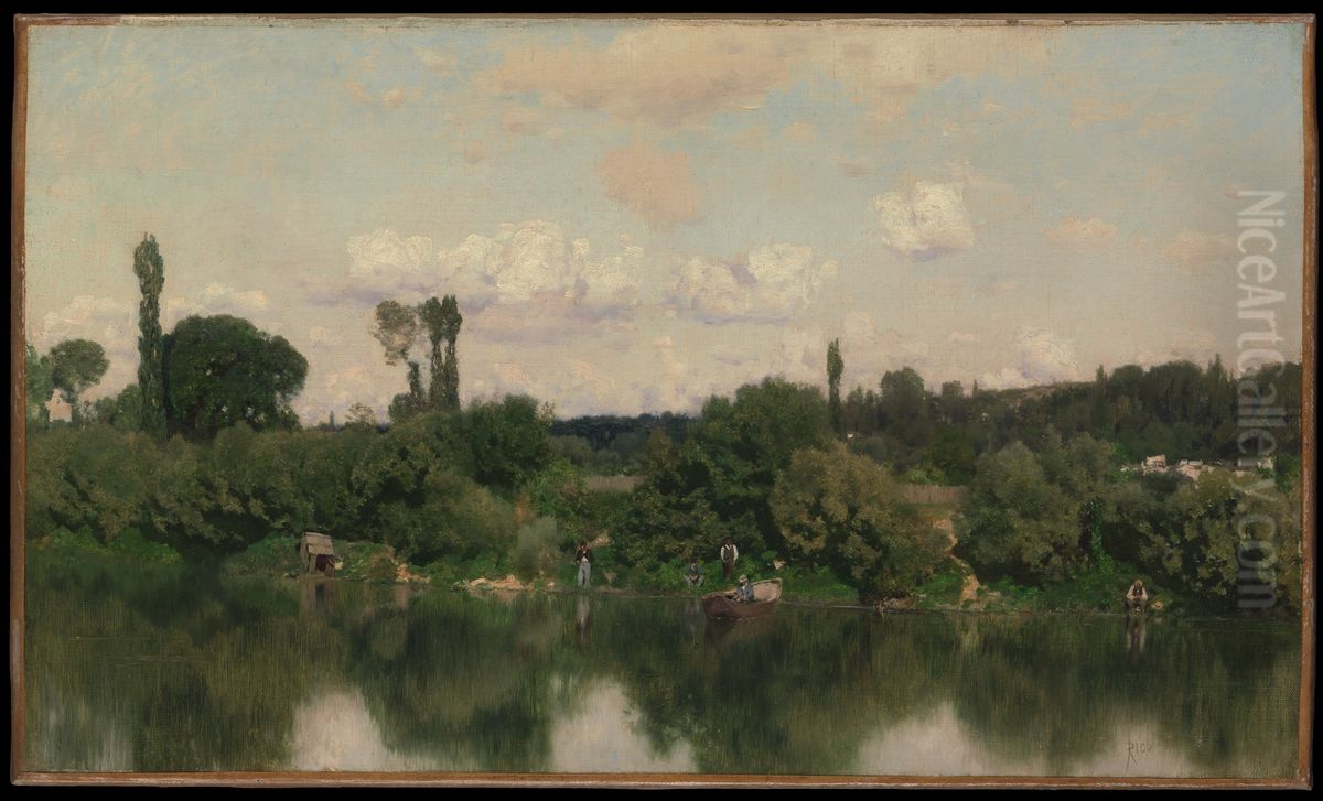 On the Seine Oil Painting by Martin Rico