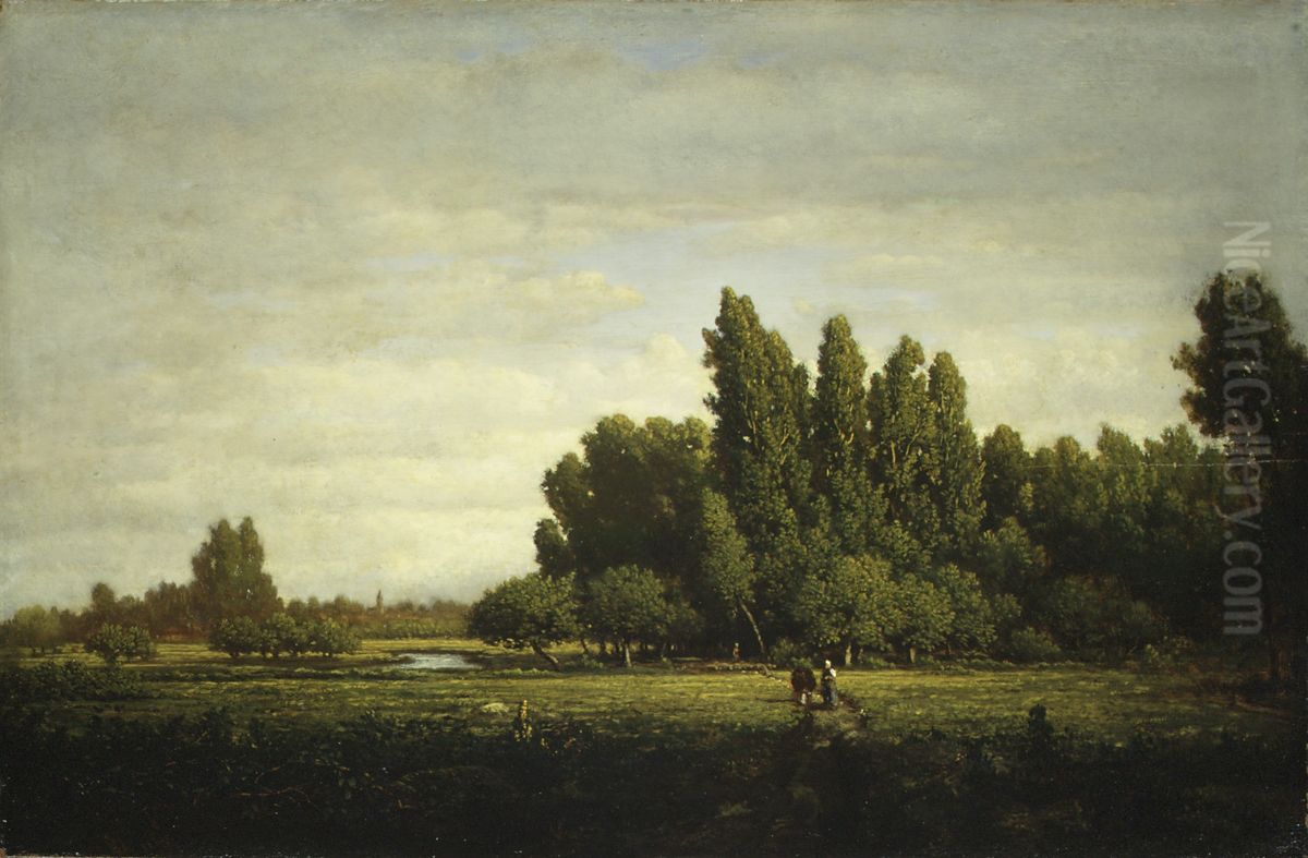 A Meadow Bordered by Trees Oil Painting by Theodore Rousseau