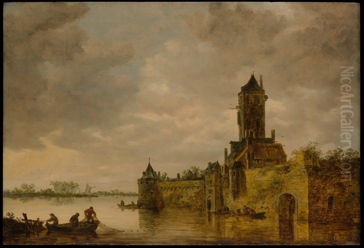 Castle by a River Oil Painting by Jan van Goyen