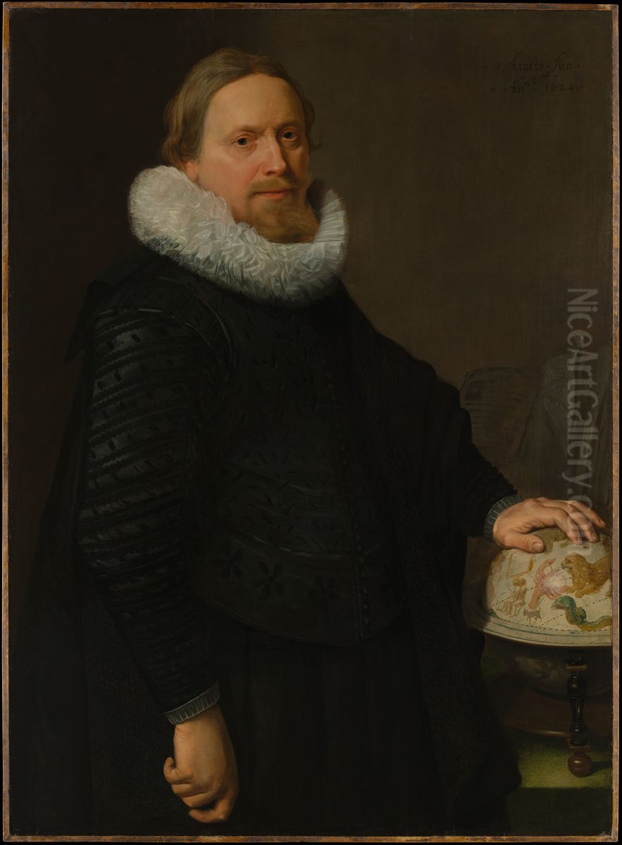 Man with a Celestial Globe Oil Painting by Nicolaes Eliaszoon Pickenoy