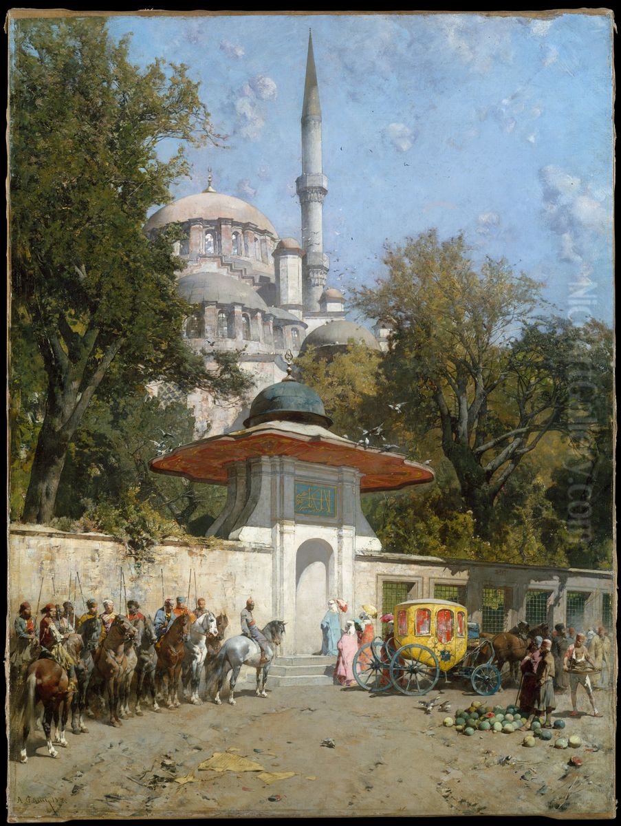 A Mosque Oil Painting by Alberto Pasini