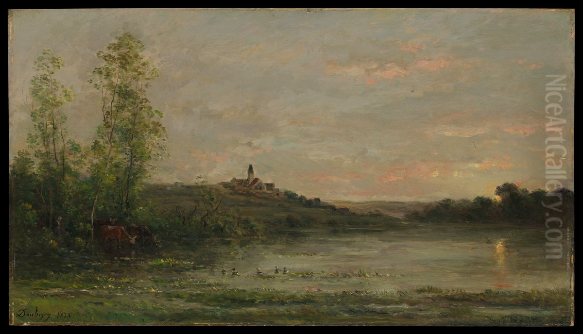 Morning Oil Painting by Charles-Francois Daubigny