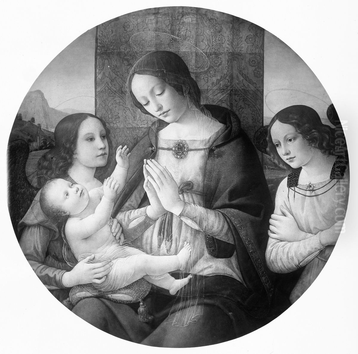 Madonna and Child with Angels Oil Painting by Ghirlandaio Domenico