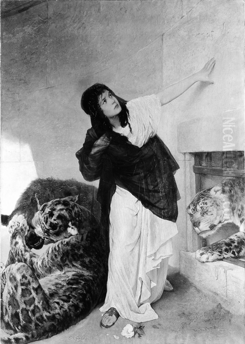 A Christian Martyr Oil Painting by Gabriel von Max