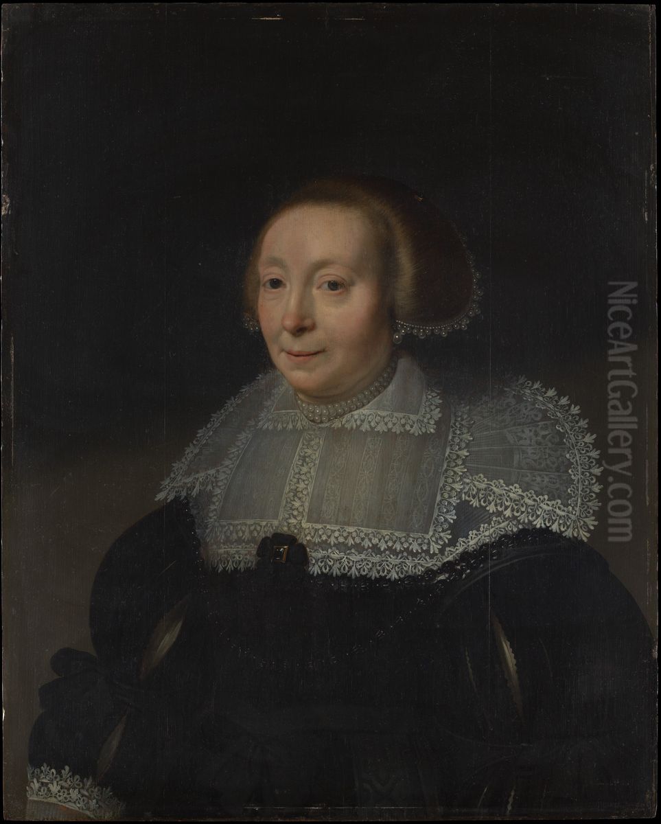 Portrait of a Woman with a Lace Collar Oil Painting by Michiel Jansz. van Mierevelt