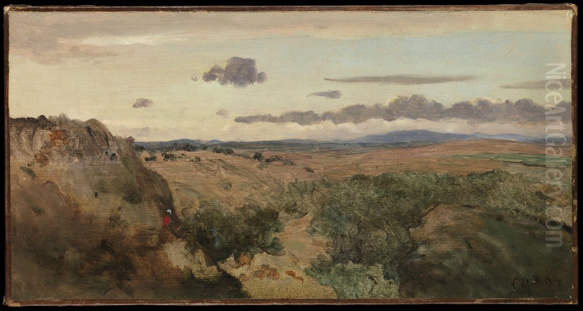 Mountainous Landscape Oil Painting by Jean-Baptiste Camille Corot