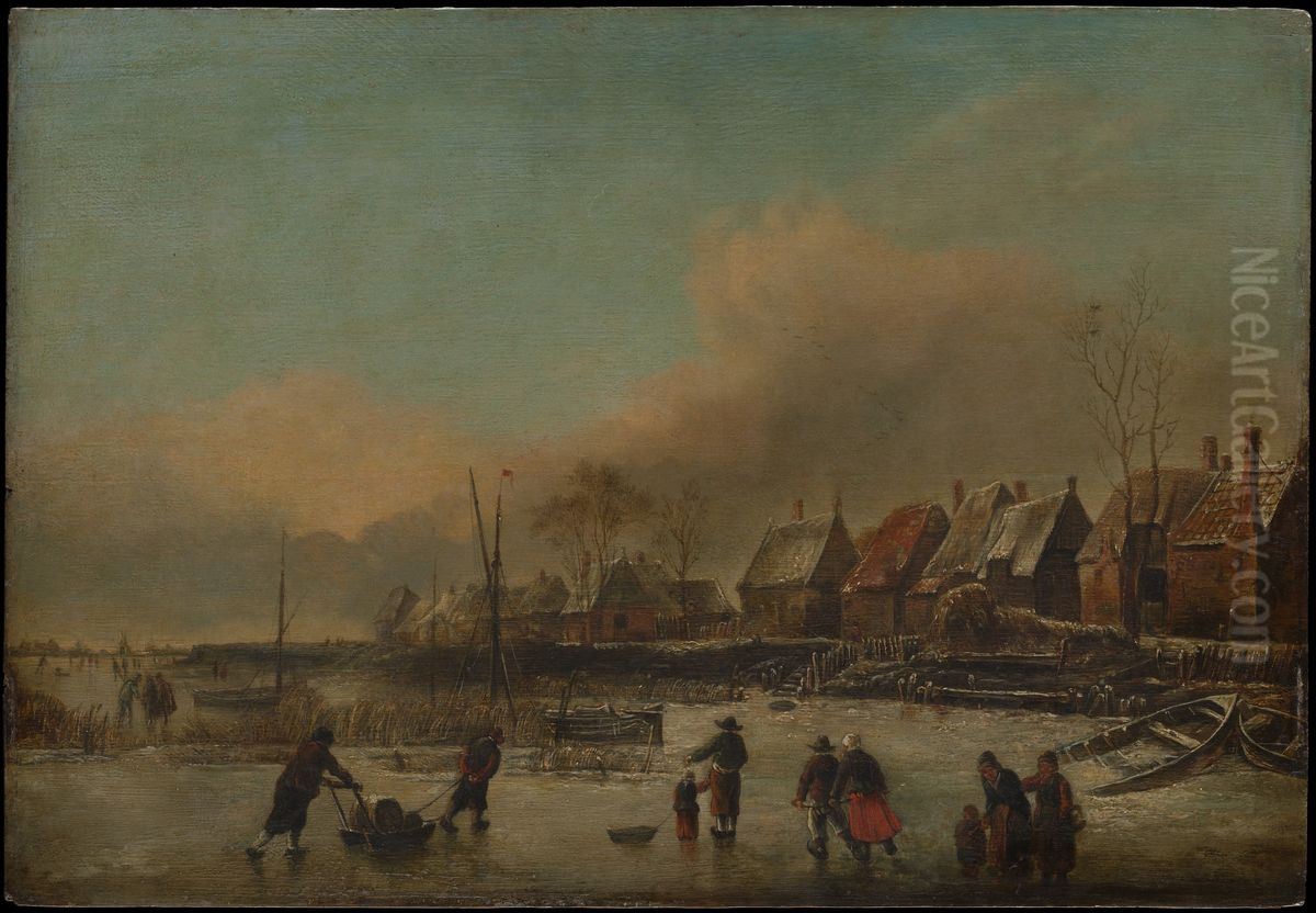 Winter Scene Oil Painting by Jan Van De Cappelle
