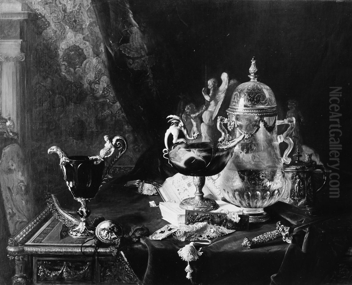 Objects of Art from the Louvre Oil Painting by Blaise Alexandre Desgoffe