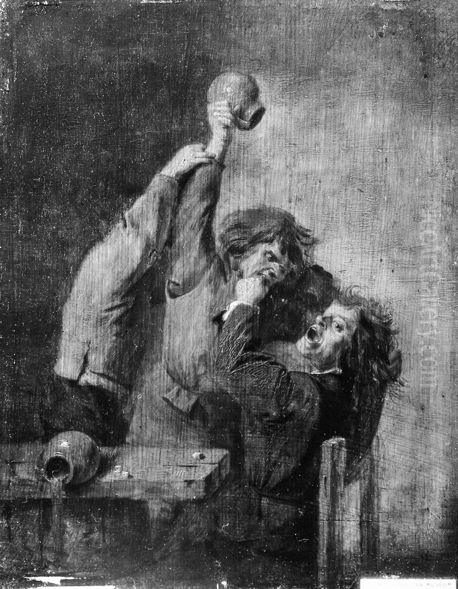 The Brawl Oil Painting by Adriaen Brouwer