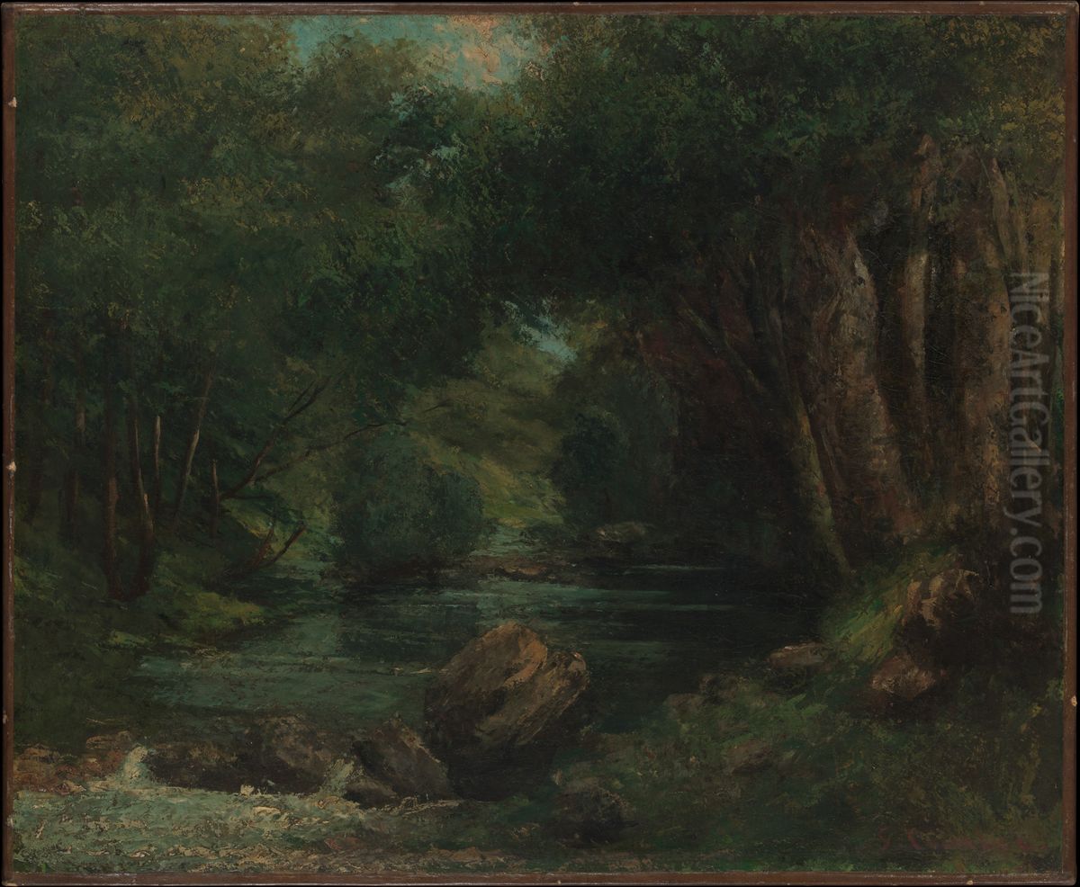 A Brook in the Forest Oil Painting by Gustave Courbet