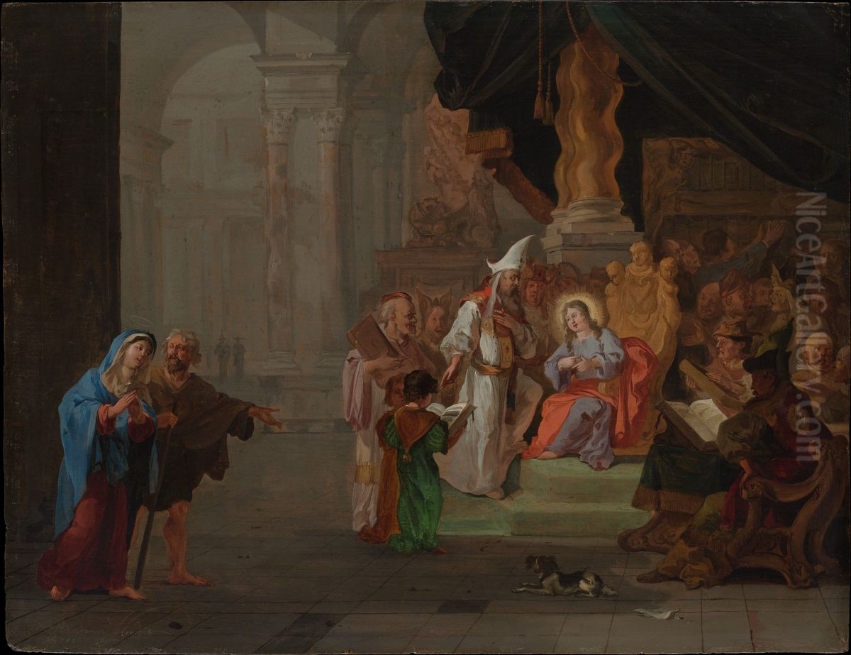 Christ among the Doctors Oil Painting by Abraham Danielsz. Hondius