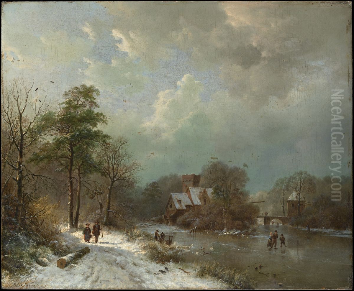Winter Landscape, Holland Oil Painting by Barend Cornelis Koekkoek