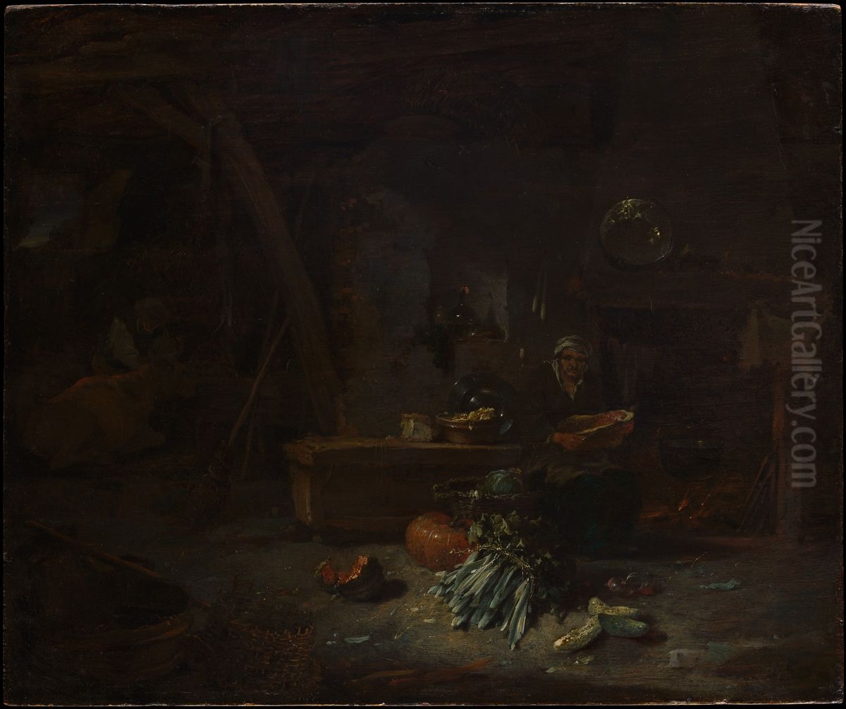Interior of a Kitchen Oil Painting by Willem Kalf