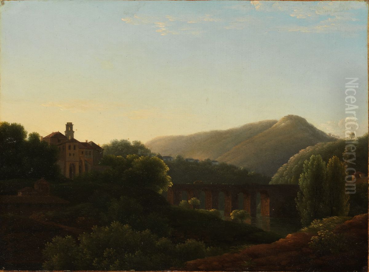 The Bridge at La Cava, Kingdom of Naples Oil Painting by Jean-Joseph-Xavier Bidauld