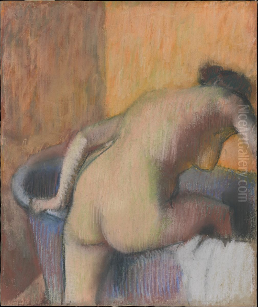 Bather Stepping into a Tub Oil Painting by Edgar Degas