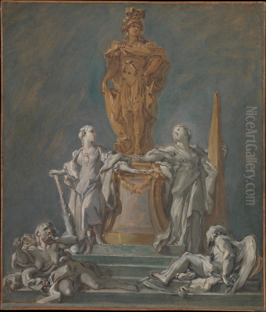Study for a Monument to a Princely Figure Oil Painting by Francois Boucher