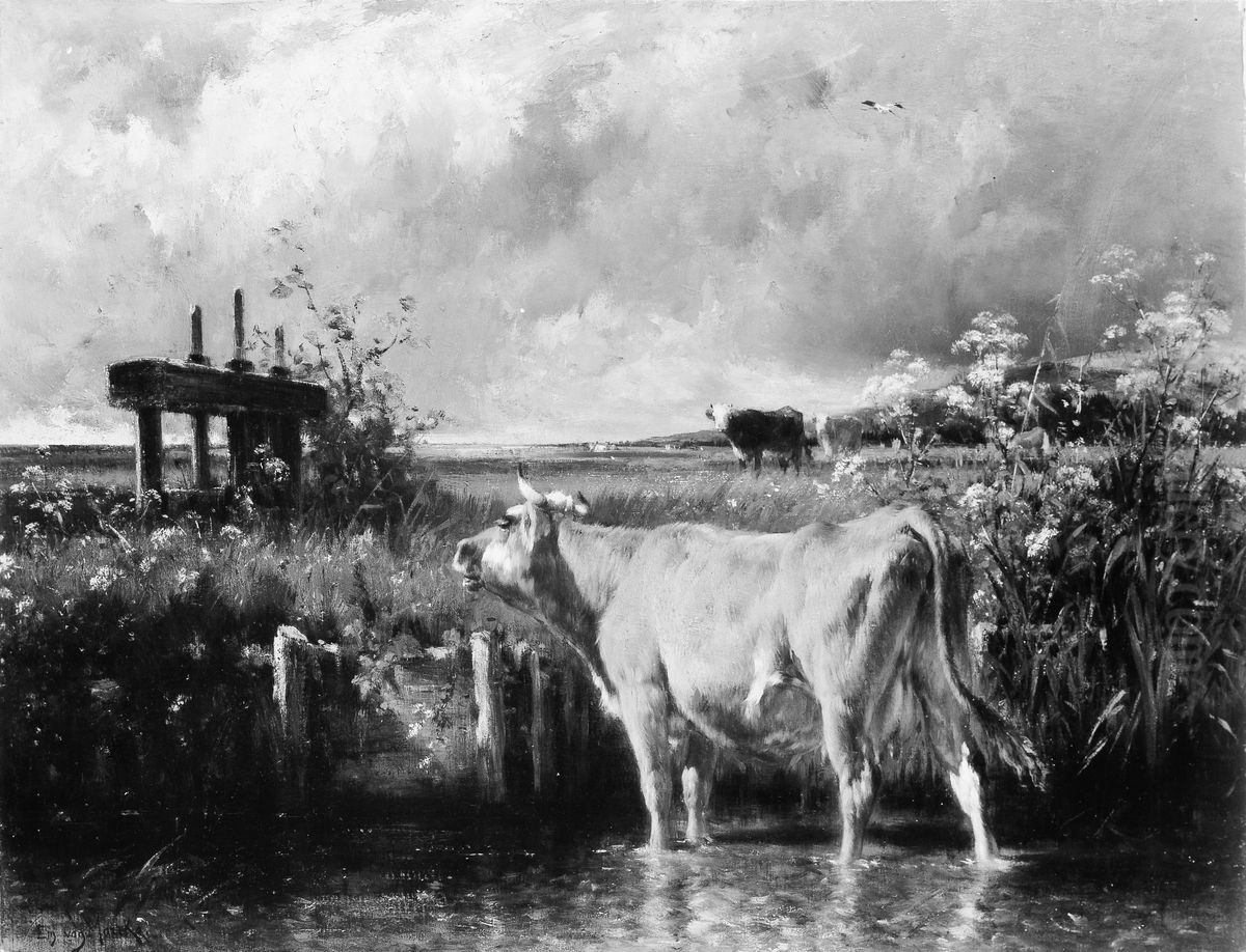 The Flood Gate Oil Painting by Emile Van Marcke De Lumman