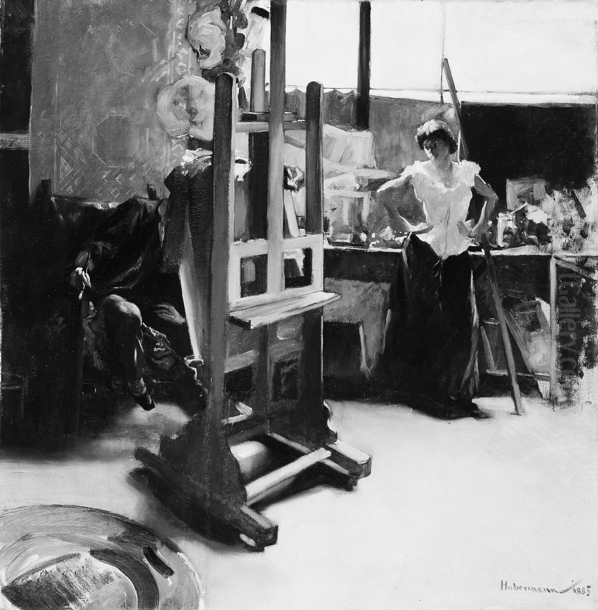 In the Studio Oil Painting by Hugo von Habermann