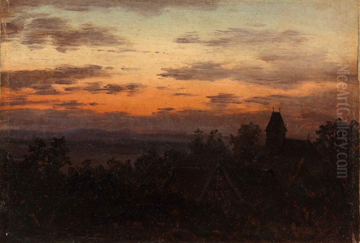 Landscape at Sunset Oil Painting by Carl Gustav Carus