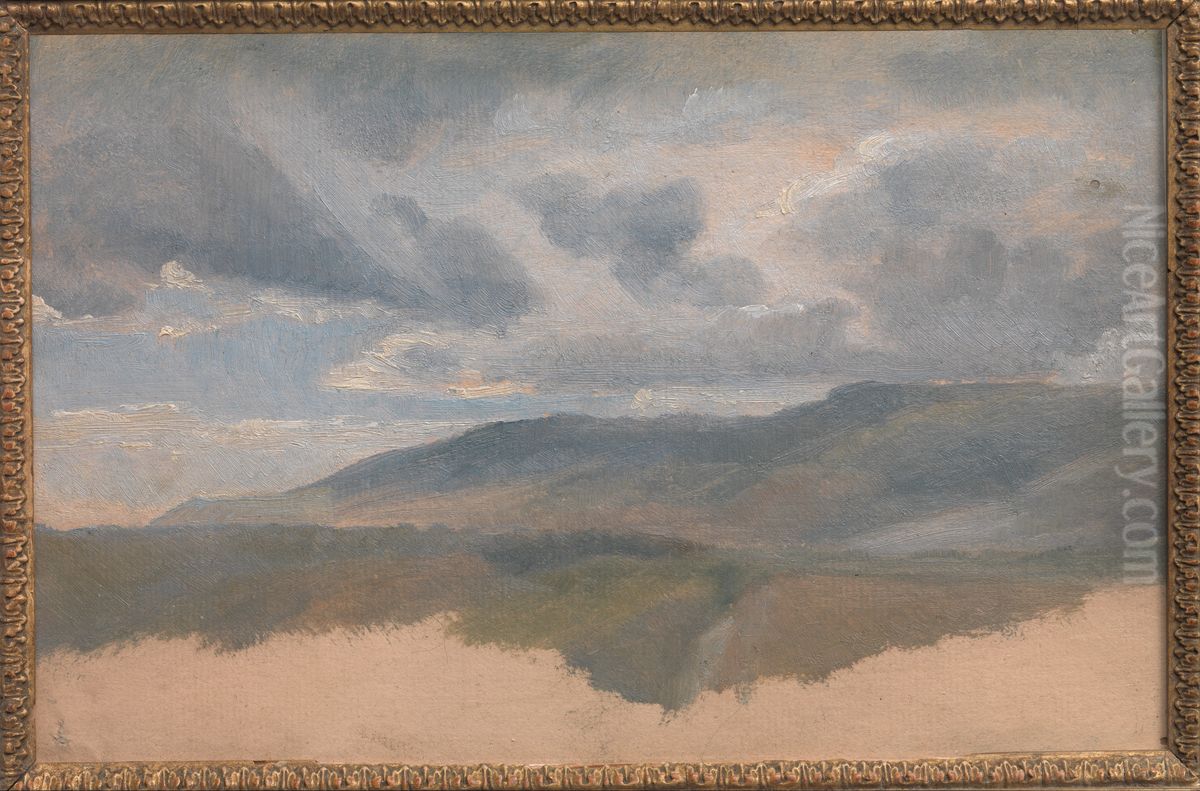 Landscape Study with Clouds Oil Painting by Emile Loubon
