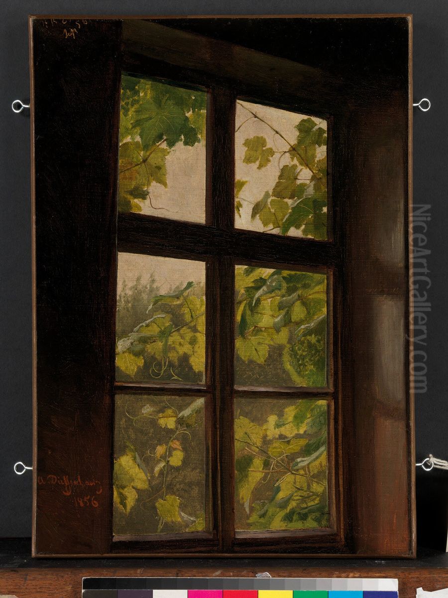 Window Oil Painting by Anton Dieffenbach