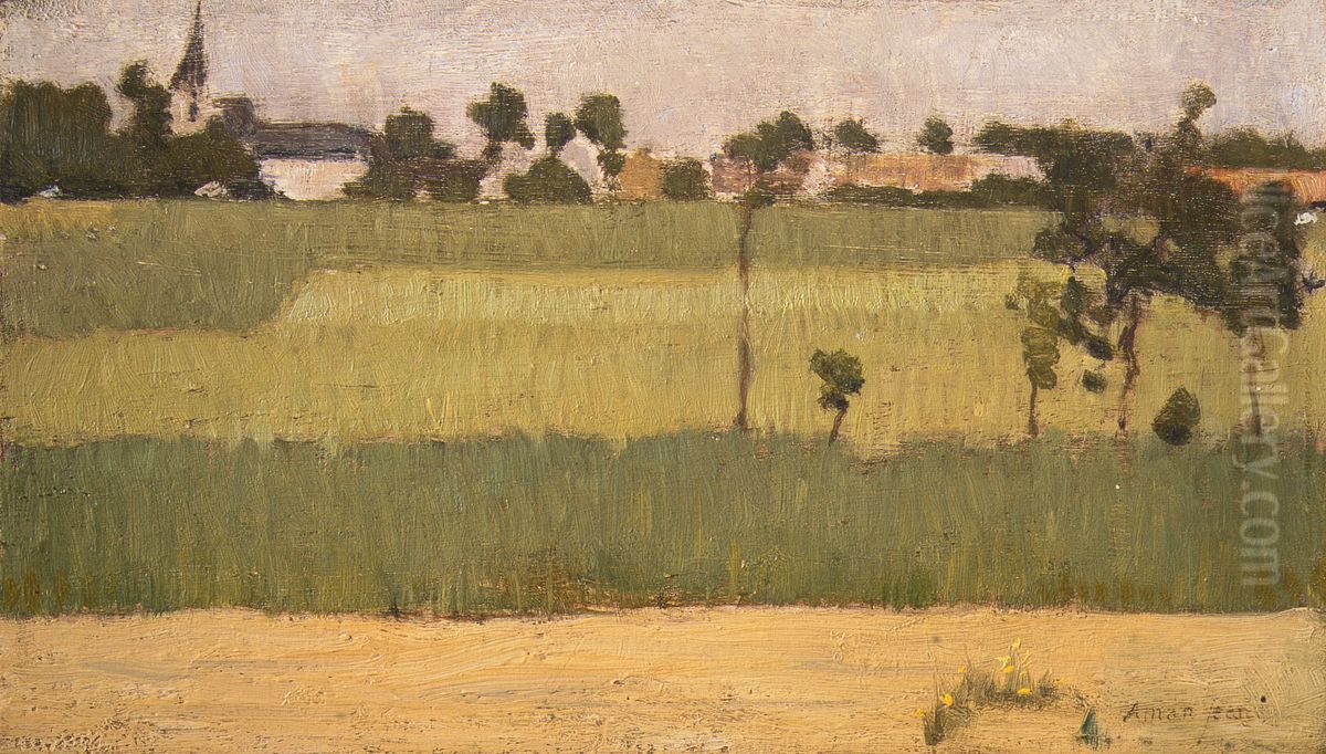 The Outskirts of a Village Oil Painting by Edmond-Francois Aman-Jean