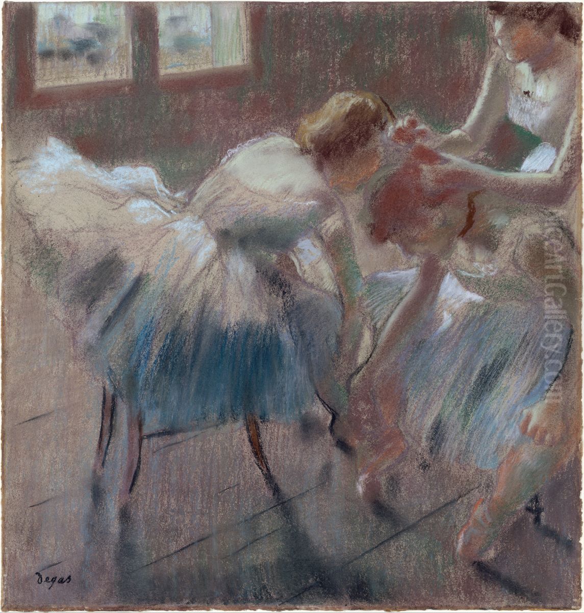 Three Dancers Preparing for Class Oil Painting by Edgar Degas
