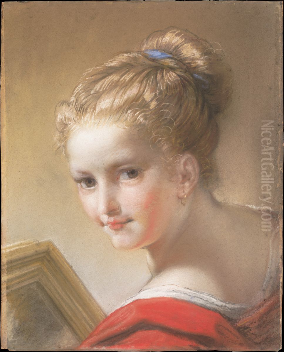 Study of a Girl in Red Oil Painting by Benedetto Luti