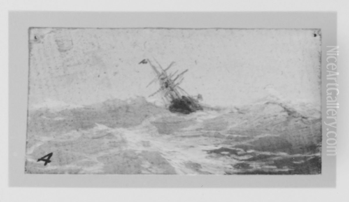 A Ship in a Stormy Sea Oil Painting by Ivan Aivazovsky