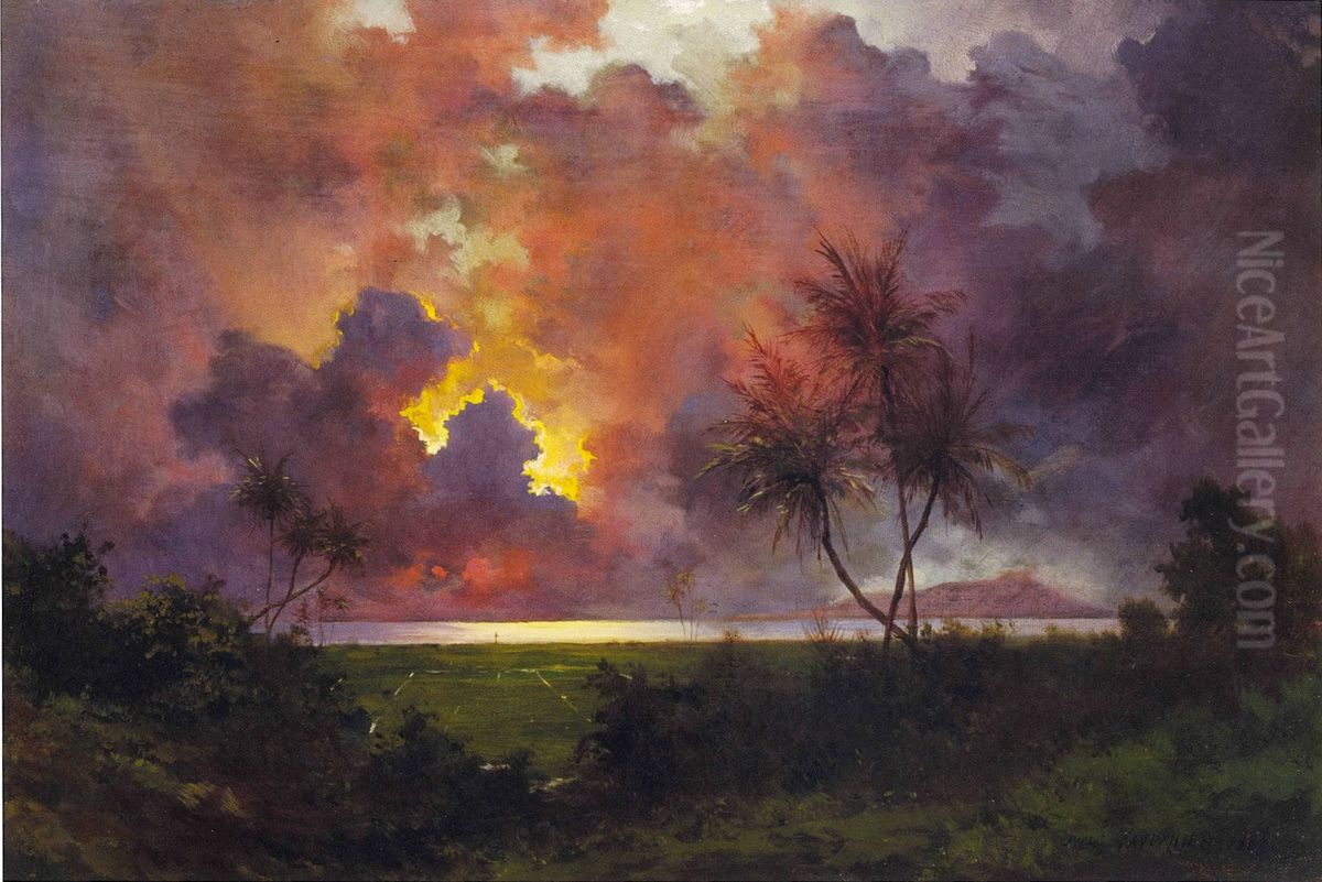 Sunrise Over Diamond Head Oil Painting by Jules Tavernier