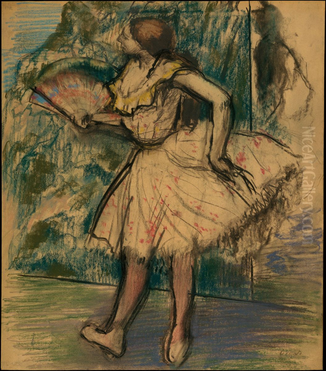 Dancer with a Fan Oil Painting by Edgar Degas