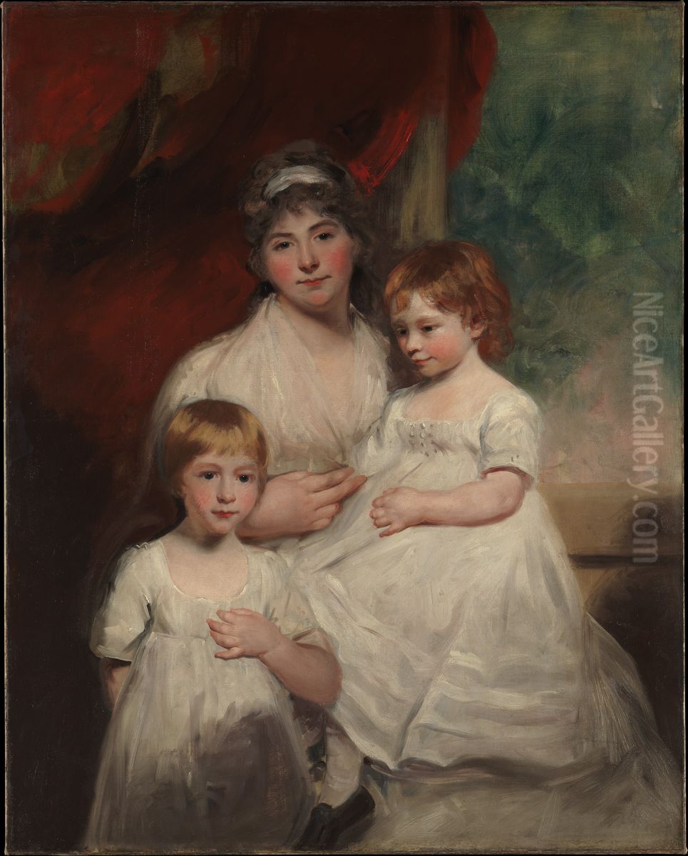 Mrs. John Garden (Ann Garden, 1769-1842) and Her Children, John (1796-1854) and Ann Margaret (born 1793) Oil Painting by John Hoppner