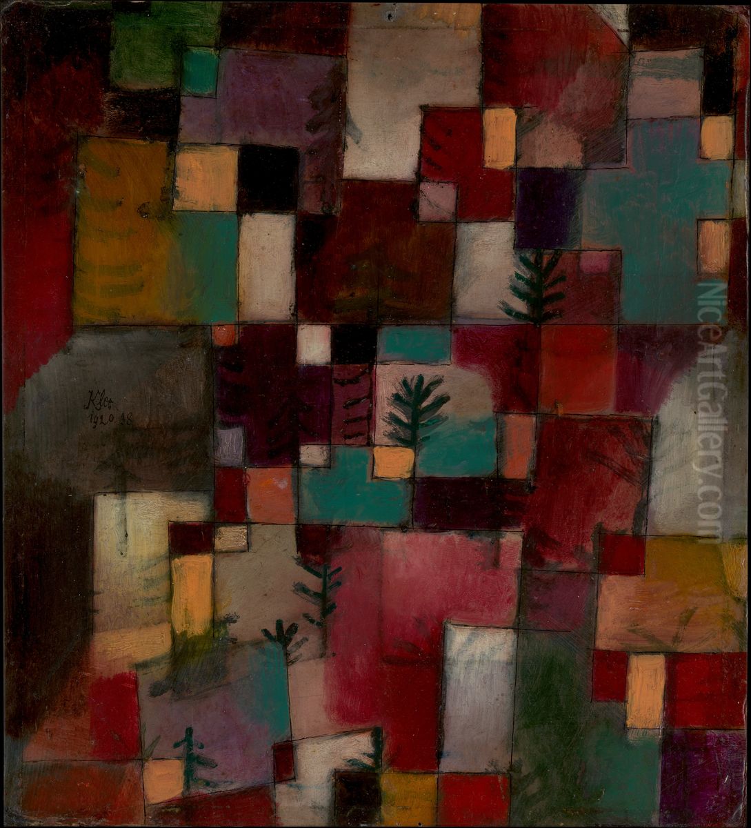 Redgreen and Violet-Yellow Rhythms Oil Painting by Paul Klee