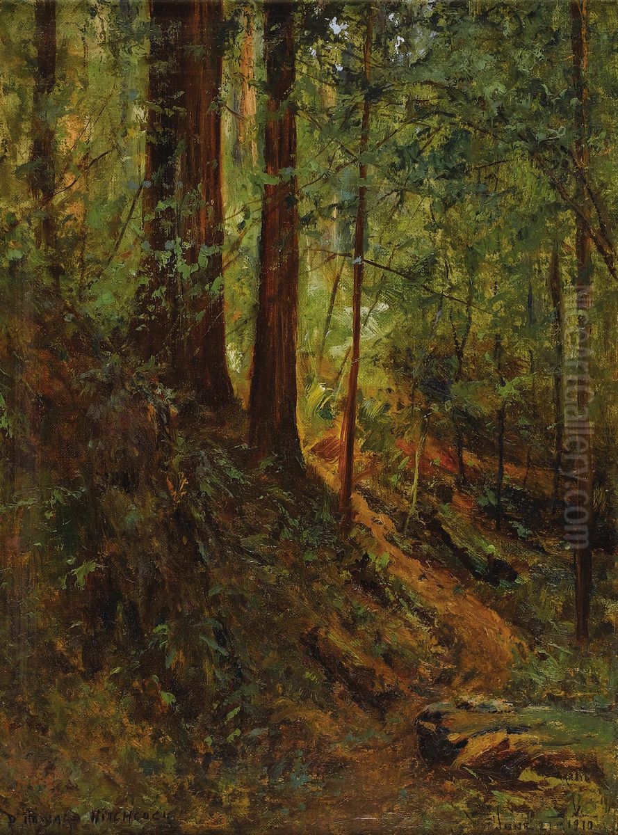 Forest Scene Oil Painting by D. Howard Hitchcock