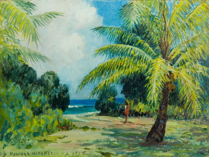 At Lanikai Oil Painting by D. Howard Hitchcock