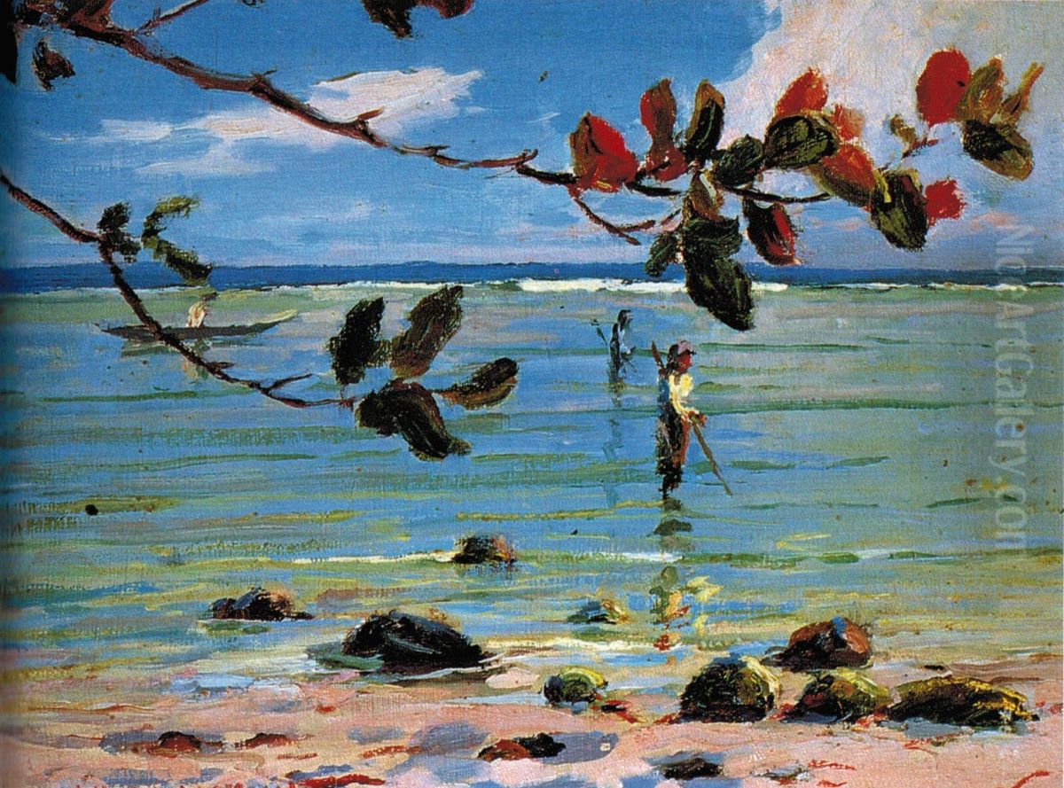 View from Camp Kamane Oil Painting by D. Howard Hitchcock