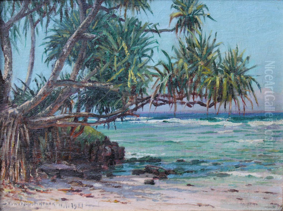 Lauhala by the Shore Oil Painting by D. Howard Hitchcock