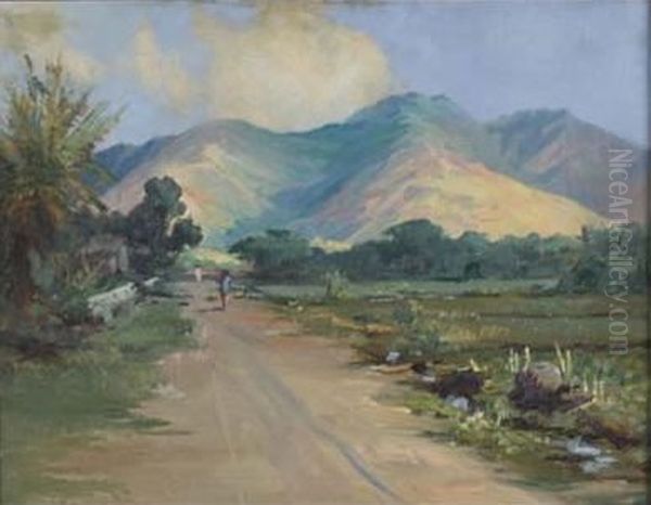 Landscape of Manoa Valley, Honolulu Oil Painting by D. Howard Hitchcock