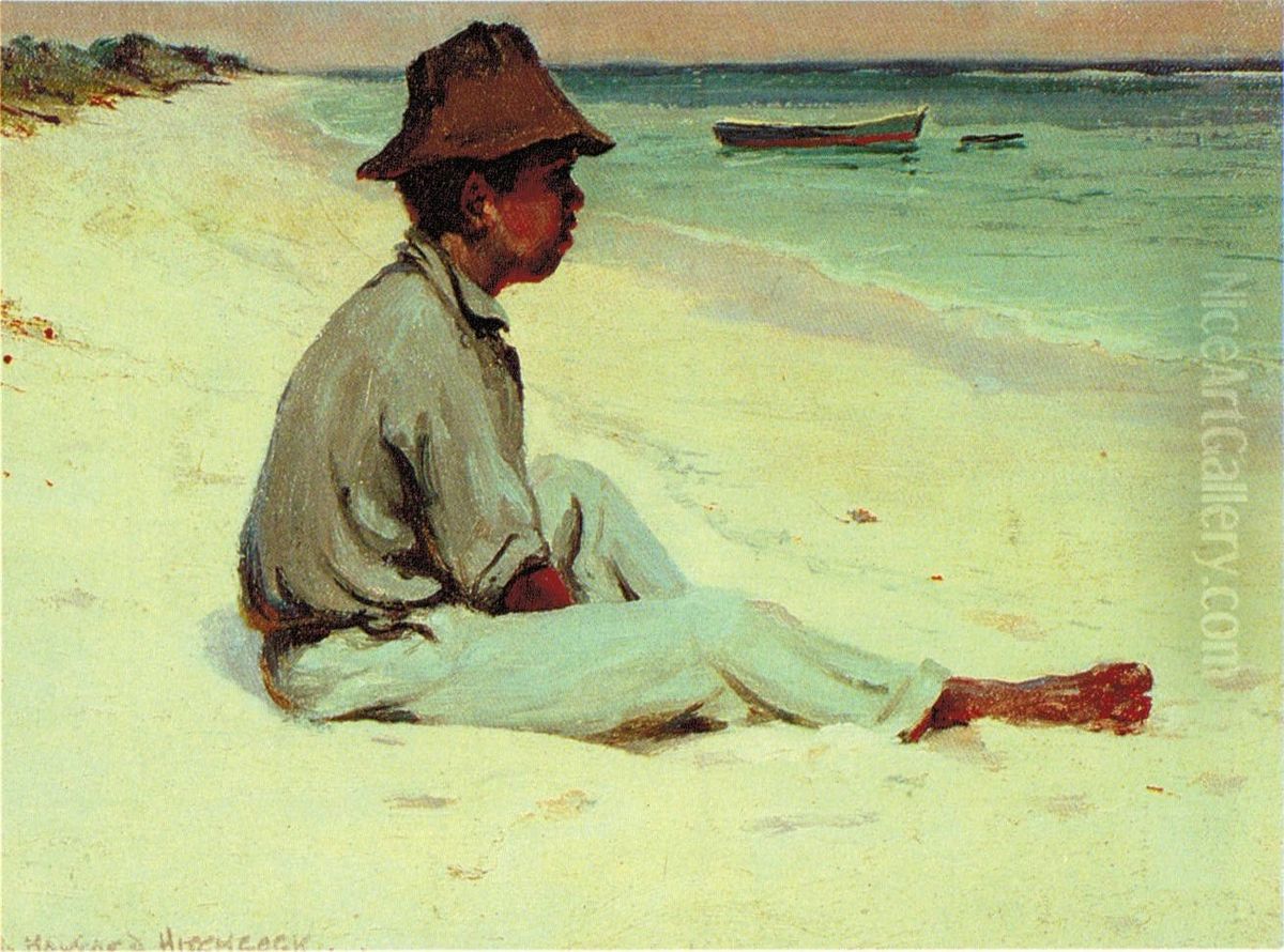 Hawaiian Boy Oil Painting by D. Howard Hitchcock