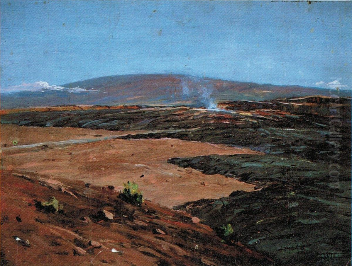 Kilauea from Our Camp Oil Painting by D. Howard Hitchcock