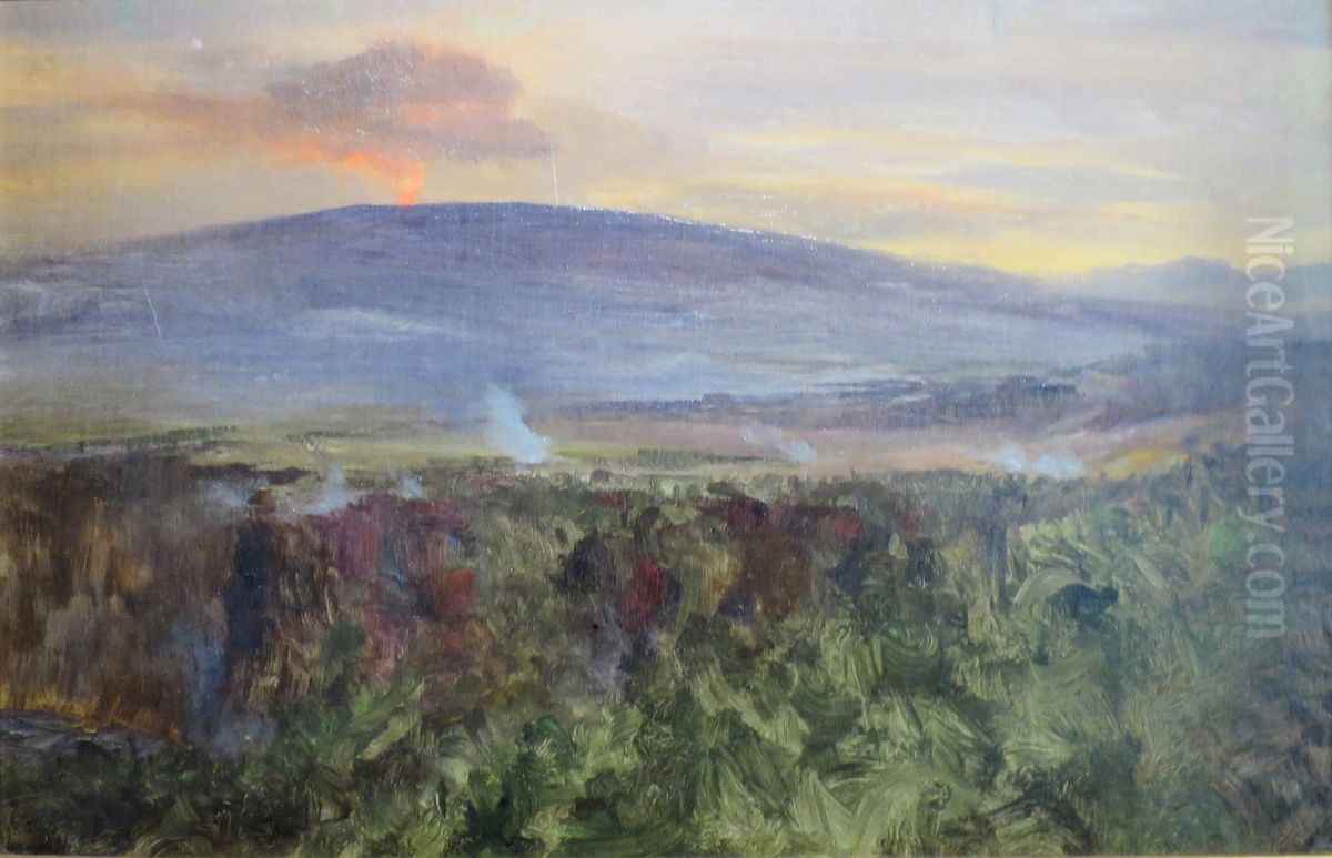 Kilauea eruption Oil Painting by D. Howard Hitchcock