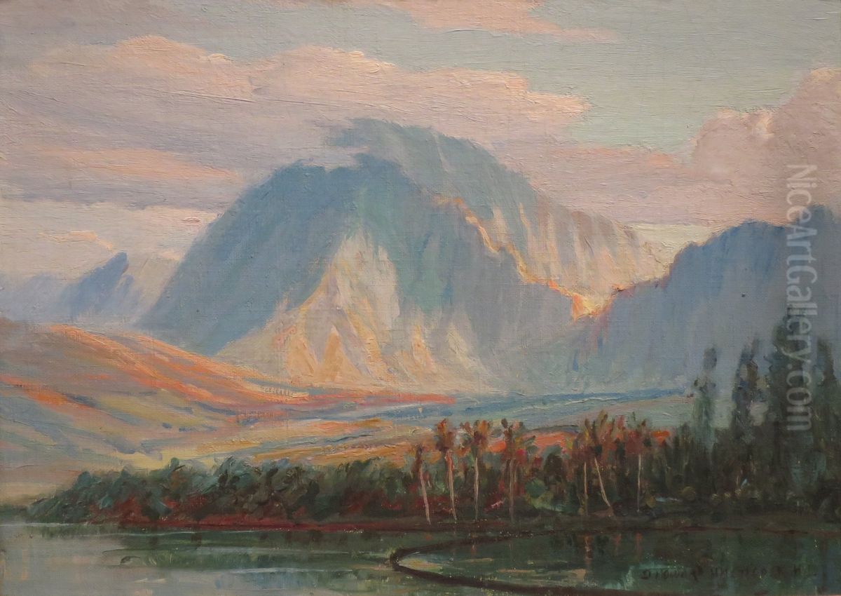 Kaneohe Bay Fish Ponds Oil Painting by D. Howard Hitchcock