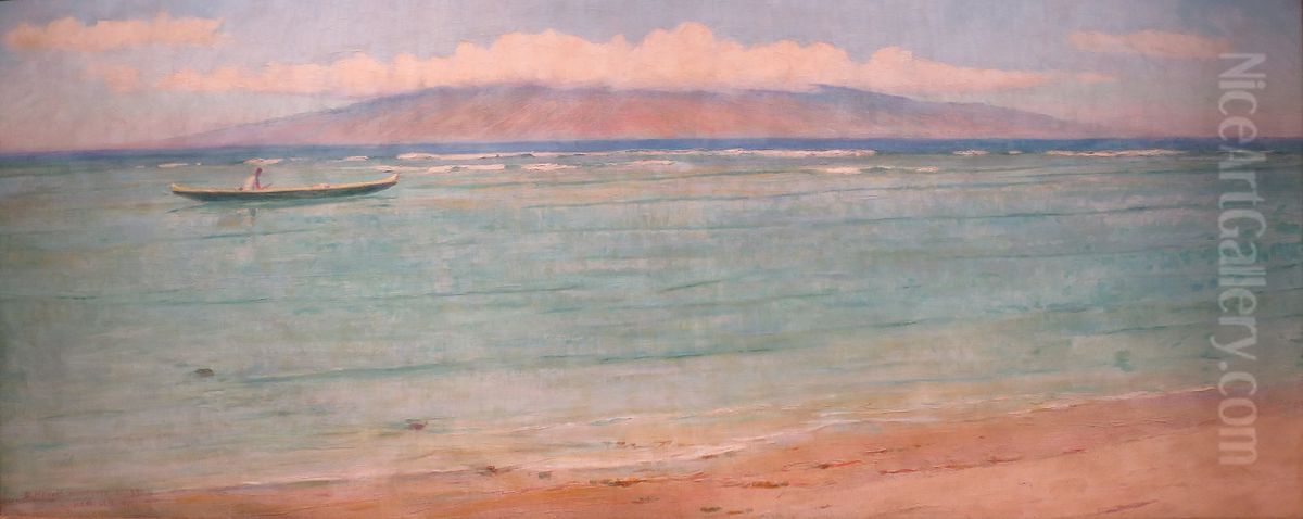 Lanai from Lahaina, Maui Oil Painting by D. Howard Hitchcock