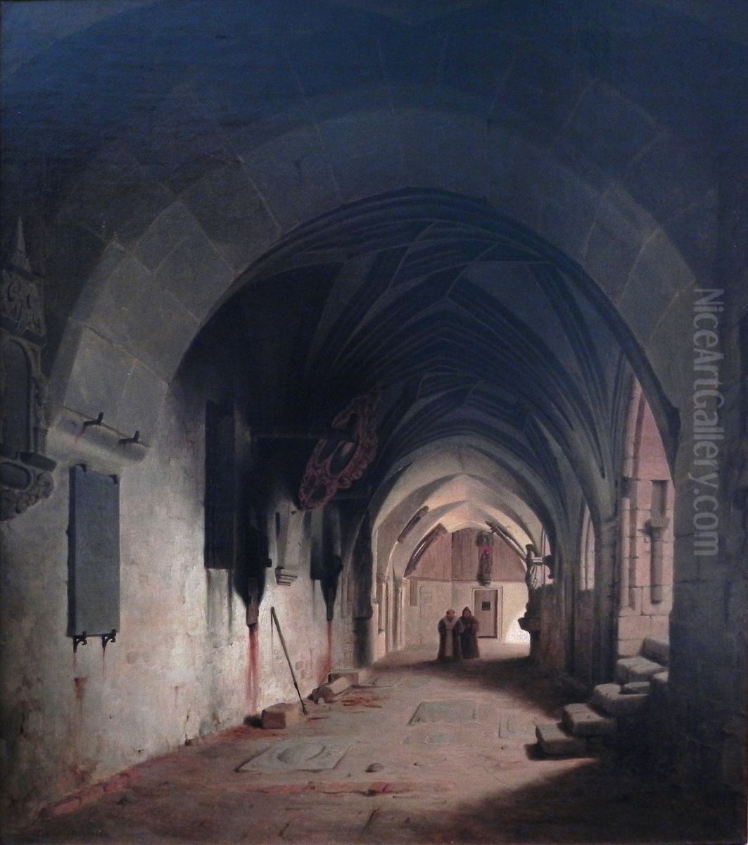 Cloister of Halberstadt Cathedral Oil Painting by Carl Hasenpflug