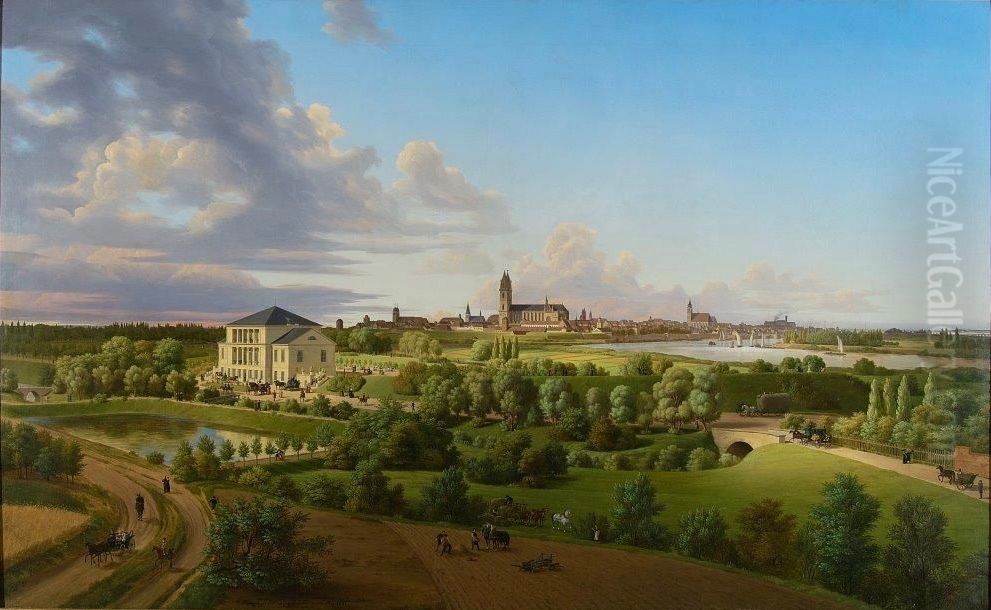 Magdeburg, View from Southeast Oil Painting by Carl Hasenpflug